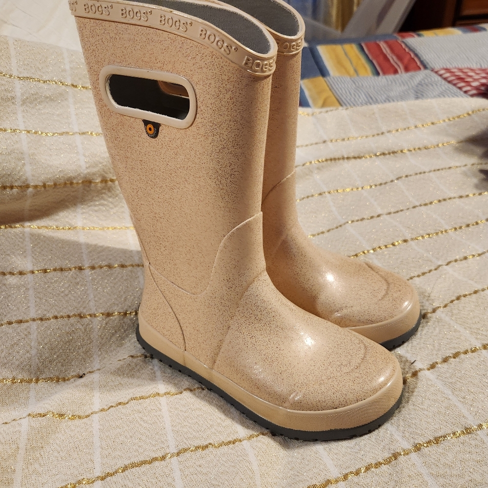 Bogs Sand-Toned Glitter Rain Waterproof Boots